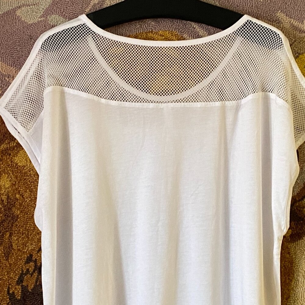 NEW Fabletics Dijon Sz 2XL Womens Knit/Mesh Top T-Shirt White - Picture 4 of 9